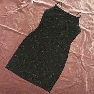 90s sparkle black spaghetti strap mini dress Steppin’ Out size Large